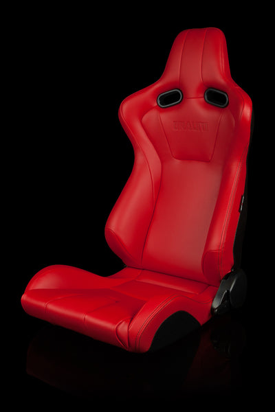 BRAUM Venom Series Racing Seats Red Leatherette (Pair) - Mafia Motorsports